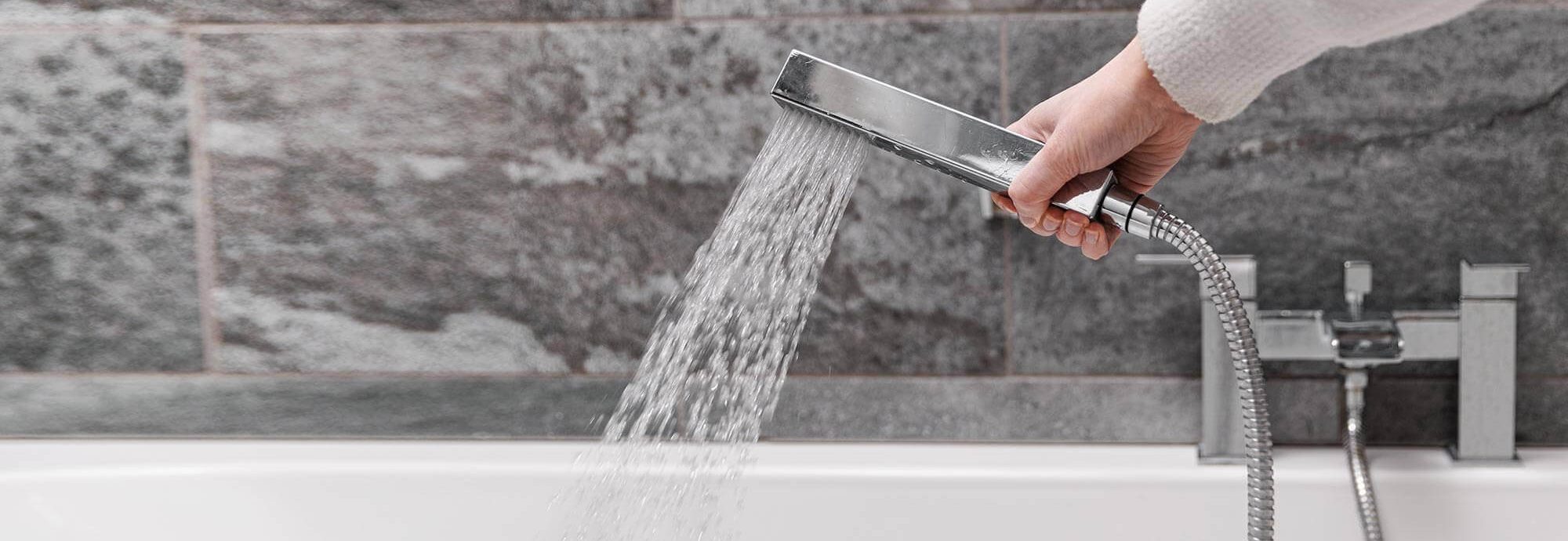 A handheld shower head with a powerful water pressure