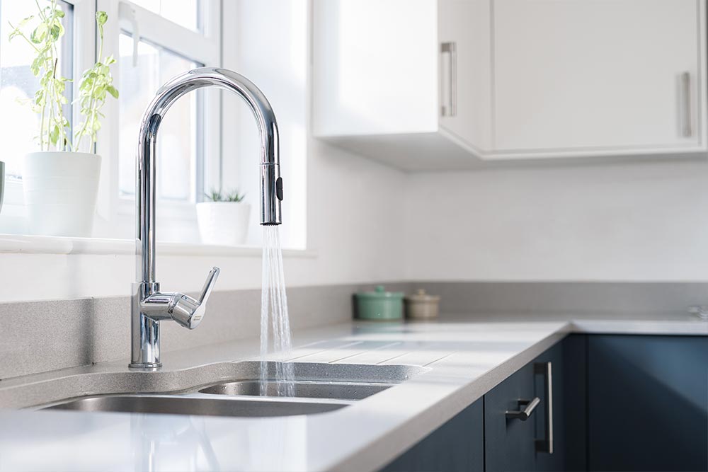 A kitchen tap with a powerful water flow rate