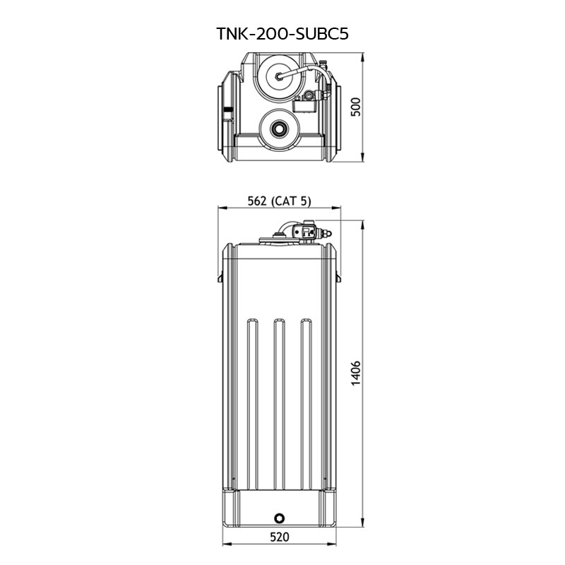 TankBoost CAT5 200L dimensions diagram