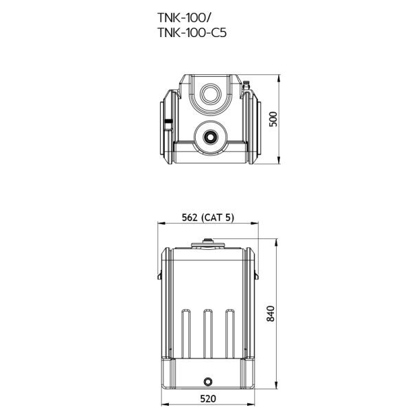 TankBoost 100L Additional Storage Tank Line Drawing