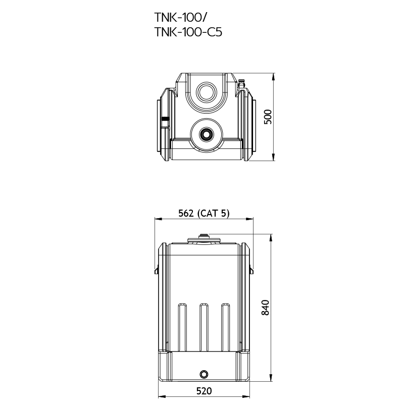 TankBoost 100L Additional Storage Tank Line Drawing