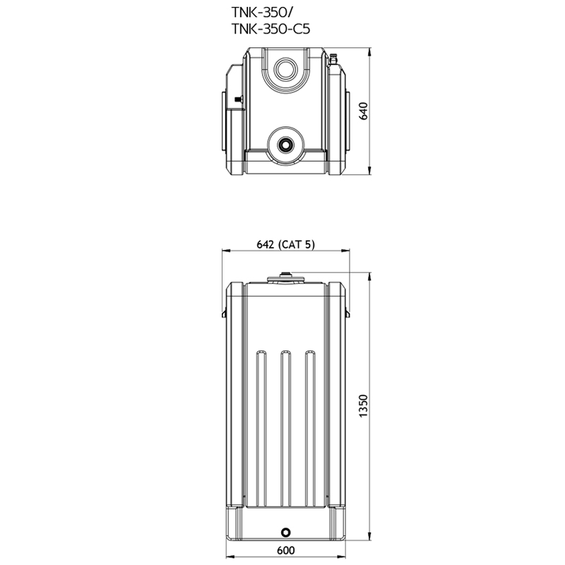 TankBoost 350L Additional Storage Tank Line Drawing