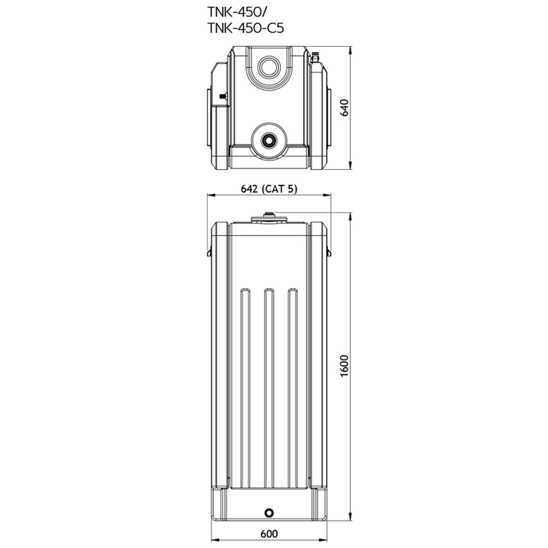 TankBoost 450L Additional Storage Tank Line Drawing